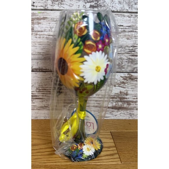 Lolita Love My Wine WILDFLOWERS Wine Glass Tag Original Box - Picture 4 of 9